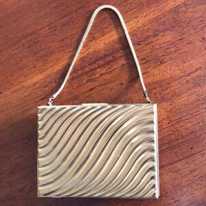 Vintage Art Deco Gold Clutch Mirrored Makeup Bag Zell Fifth Avenue